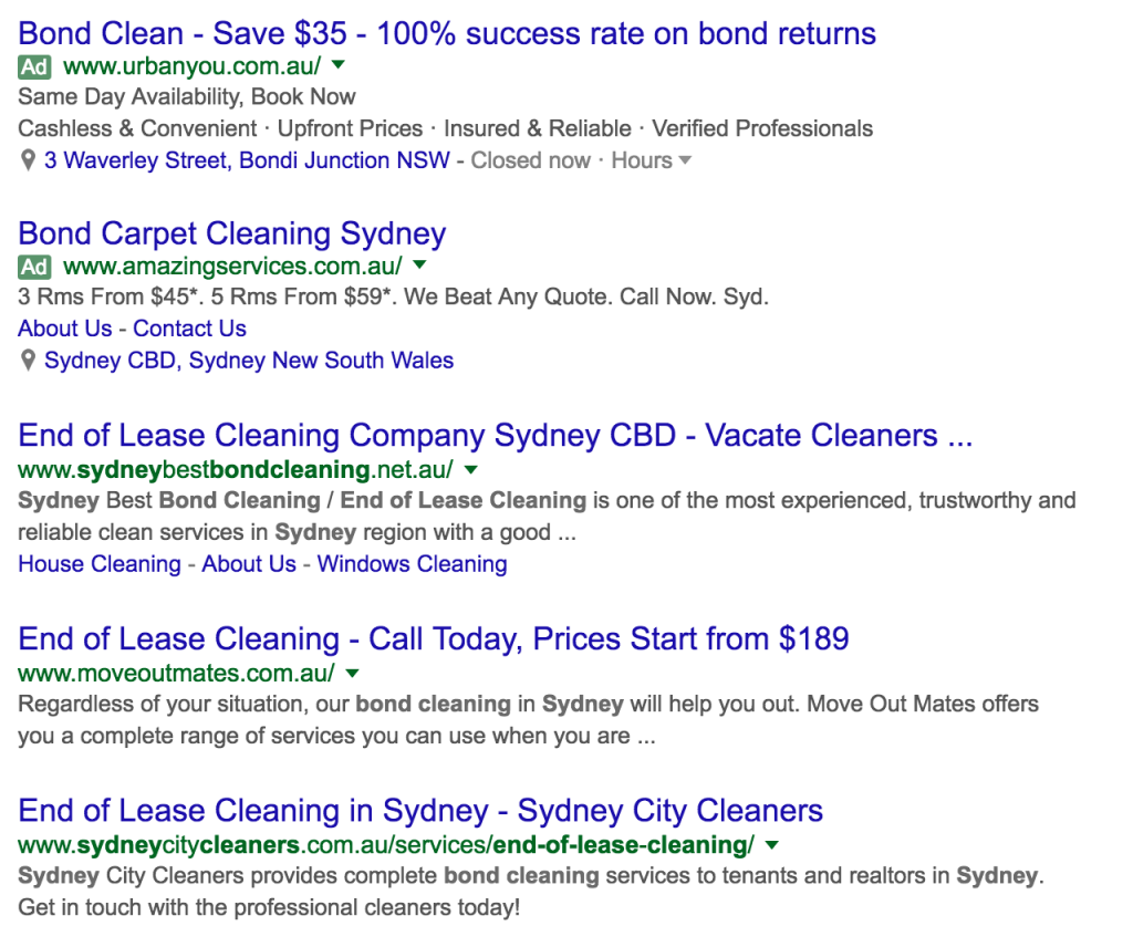 General search result example