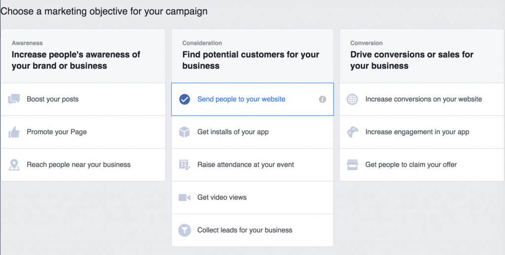 Facebook: Click to website ads