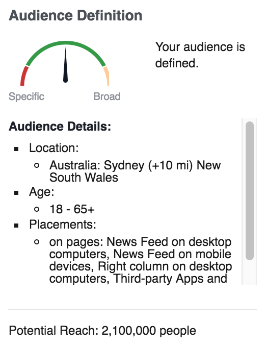 Example Audience Size