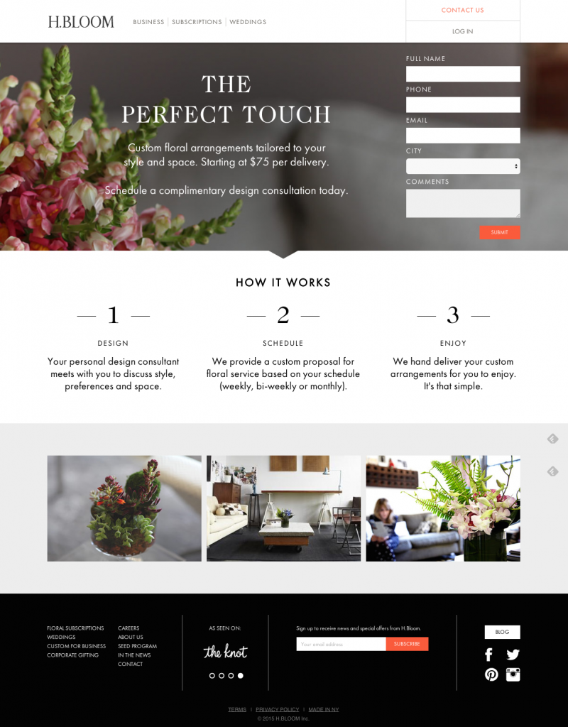 Landing page example