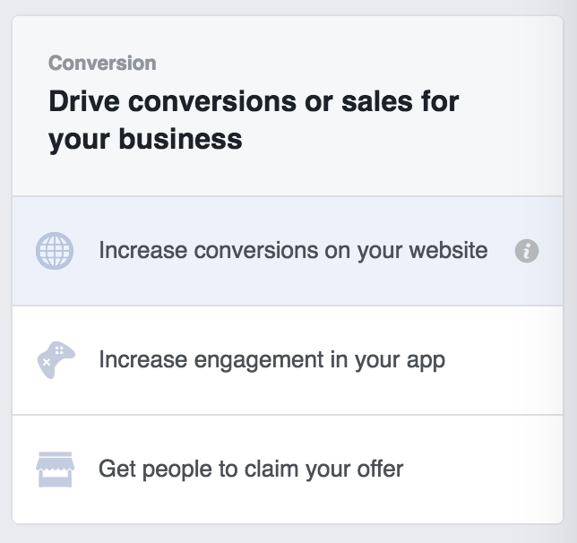 Increase Conversions ad option