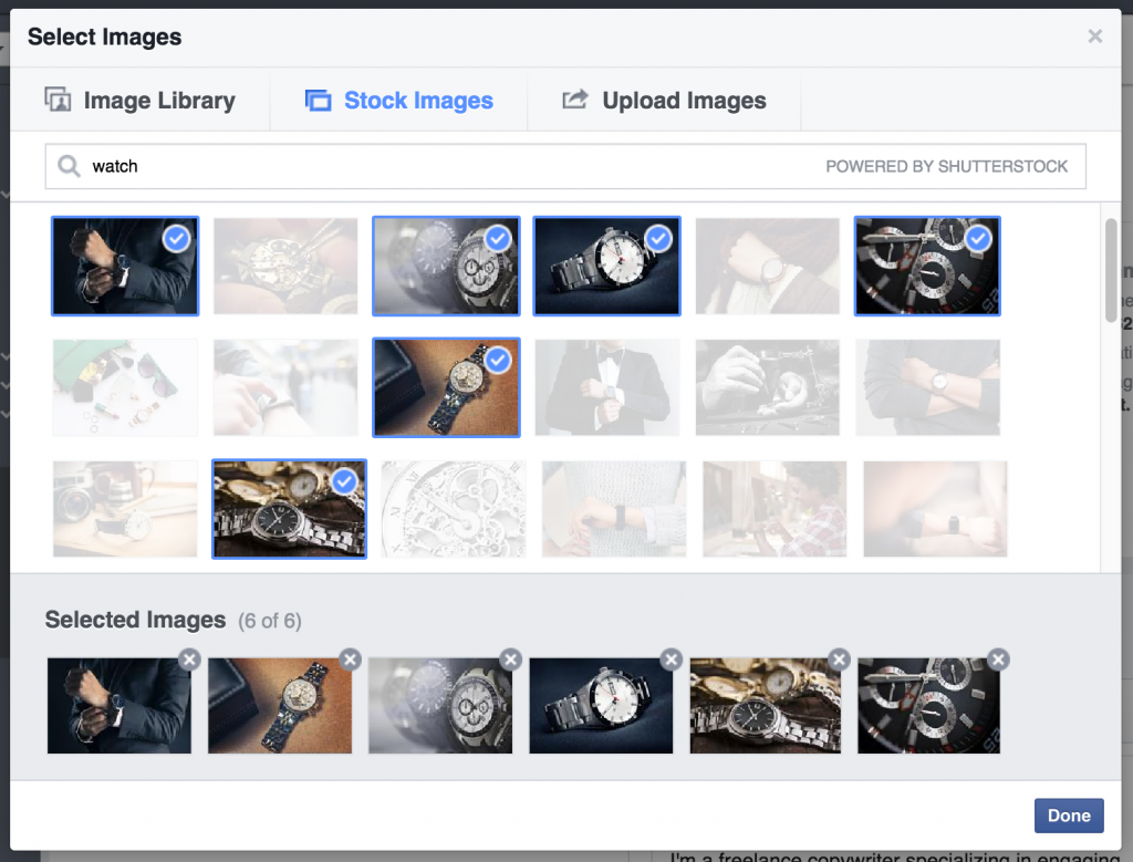 Stock photo options example